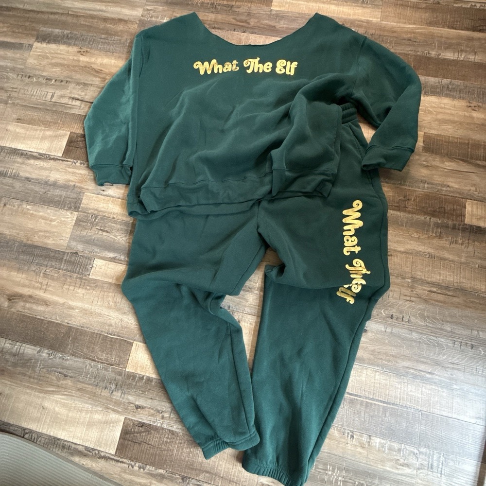 Fashion Nova Christmas Spirit Fleece Pant Set What The Elf Sz 3X